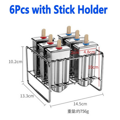 Forma na zmrzlinu z nehrdzavejúcej ocele 304 s držiakom na nanuky, forma na nanuky, domáci mrazený výrobník nanukov