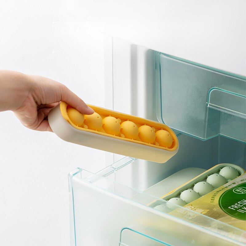 Vasaros ledo kubelių padėklas su apvaliu dangčiu ledo ritulio formavimo formelės greito atpalaidavimo kokteilių viskio ledo formų šaldiklis virtuvės ledo laikymo dėžutė