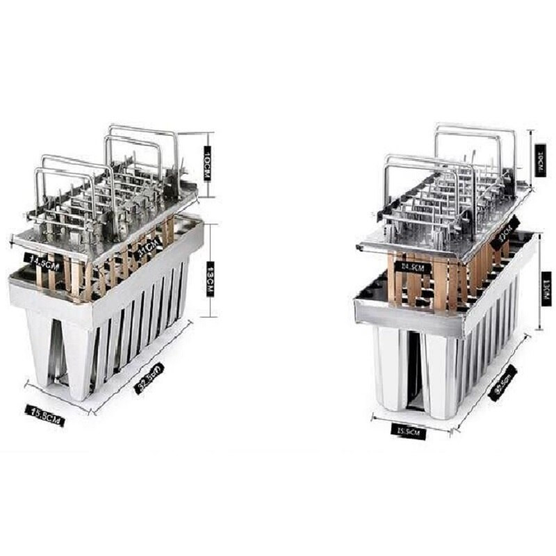 20 formų, nerūdijančio plieno ledų formelės, 20 skylių, vaisinių ledų formelės, pagamintos „pasidaryk pats“