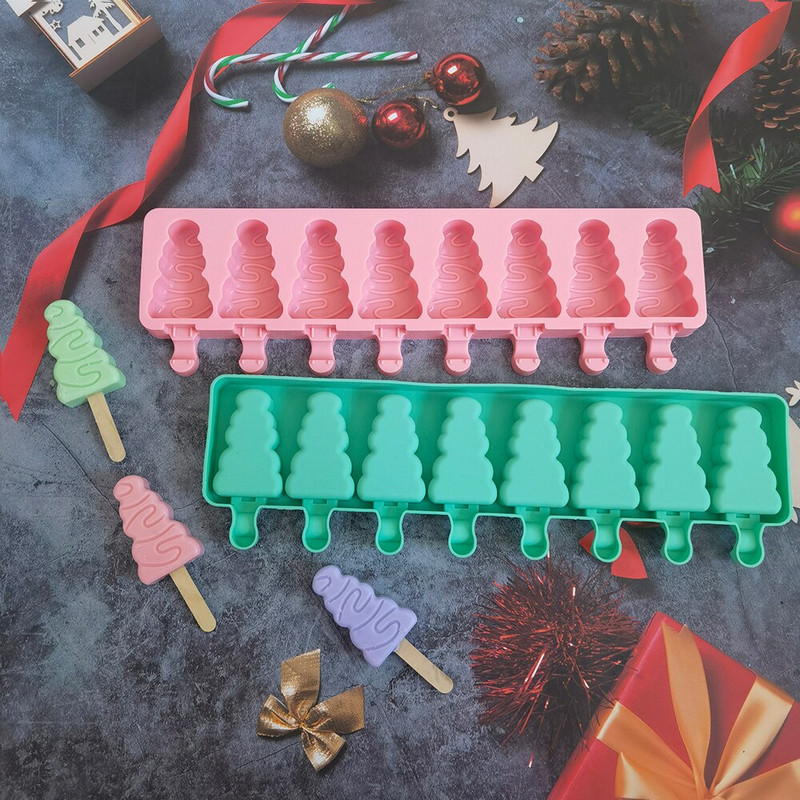 8 dobumu silikona saldējuma veidne, dimants, maza Ziemassvētku eglītes forma, paštaisītas saldējuma veidnes.