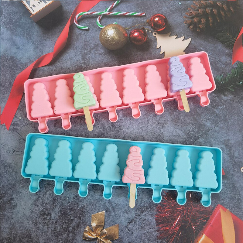 8 dobumu silikona saldējuma veidne, dimants, maza Ziemassvētku eglītes forma, paštaisītas saldējuma veidnes.