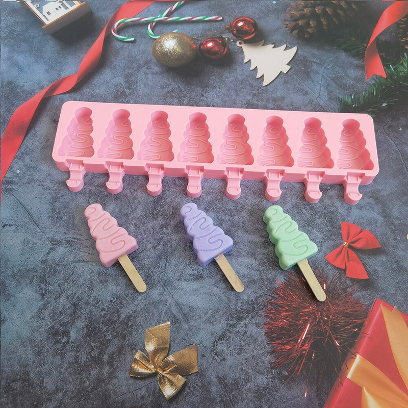 8 dobumu silikona saldējuma veidne, dimants, maza Ziemassvētku eglītes forma, paštaisītas saldējuma veidnes.