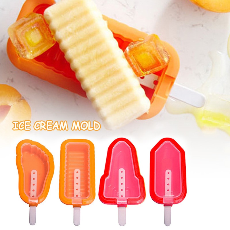 4 ks silikónové formy na nanuky, opakovane použiteľné, ľahko uvoľniteľné formy na tortu, nanuky do kuchyne, TS2 horizontálne domáce formy na nanuky