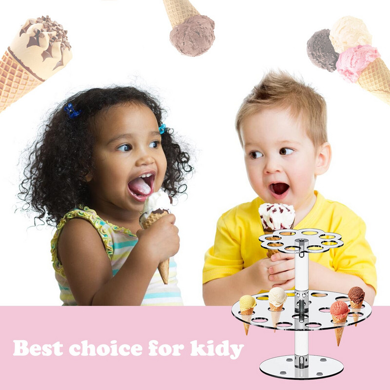 16/24 auguga jäätisekoonuse hoidik, läbipaistev toidukindel akrüülist meisterdamise ekraan, jäätiseklamber Holde pulmade beebidušši peotarbed