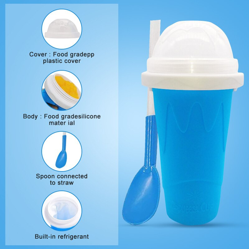 Rýchlo zmrazený stláčací pohár, výrobník zmrzliny, chladiaca slamka s výrobníkom fliaš, stláčacie potreby na stláčanie pohárov, letný darček