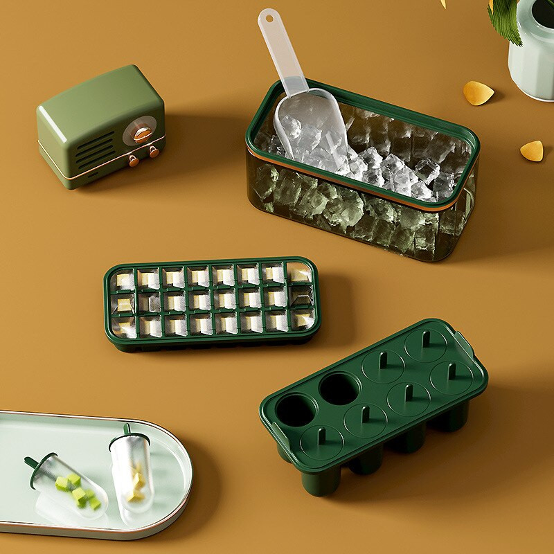 Forma na ľadové kocky s nádobou, forma na zmrzlinu, nanuk, potravinárska, bezpečná, silikónová, bez BPA, výrobník ľadových guľôčok, náradie na výrobu ľadových guľôčok, NOVINKA 2022