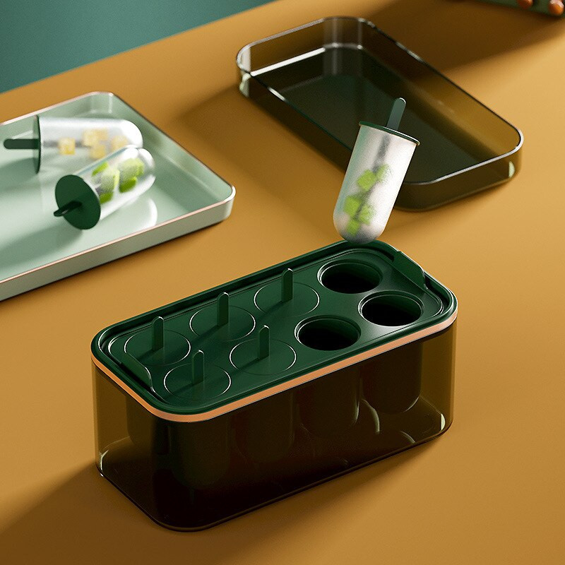 Forma na ľadové kocky s nádobou, forma na zmrzlinu, nanuk, potravinárska, bezpečná, silikónová, bez BPA, výrobník ľadových guľôčok, náradie na výrobu ľadových guľôčok, NOVINKA 2022