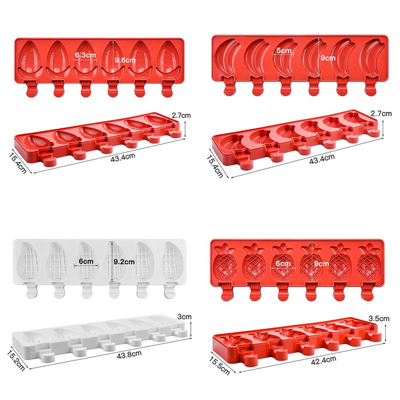 Silikónová forma SILIKOLOVE na zmrzlinu z potravinárskej triedy, DIY, domáce formy na nanuky, forma na ovocný džús, ľadovú tyčinku v tvare manga, banánu, jahody