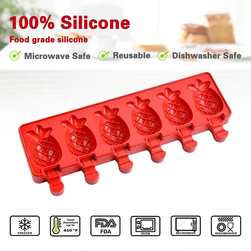 Silikónová forma SILIKOLOVE na zmrzlinu z potravinárskej triedy, DIY, domáce formy na nanuky, forma na ovocný džús, ľadovú tyčinku v tvare manga, banánu, jahody