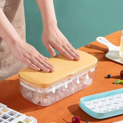 Silikónová forma na ľad a úložný box 2 v 1, tácka na ľadové kocky, formička na výrobu kociek, bar, kuchynské príslušenstvo, riad, domáce gadgety