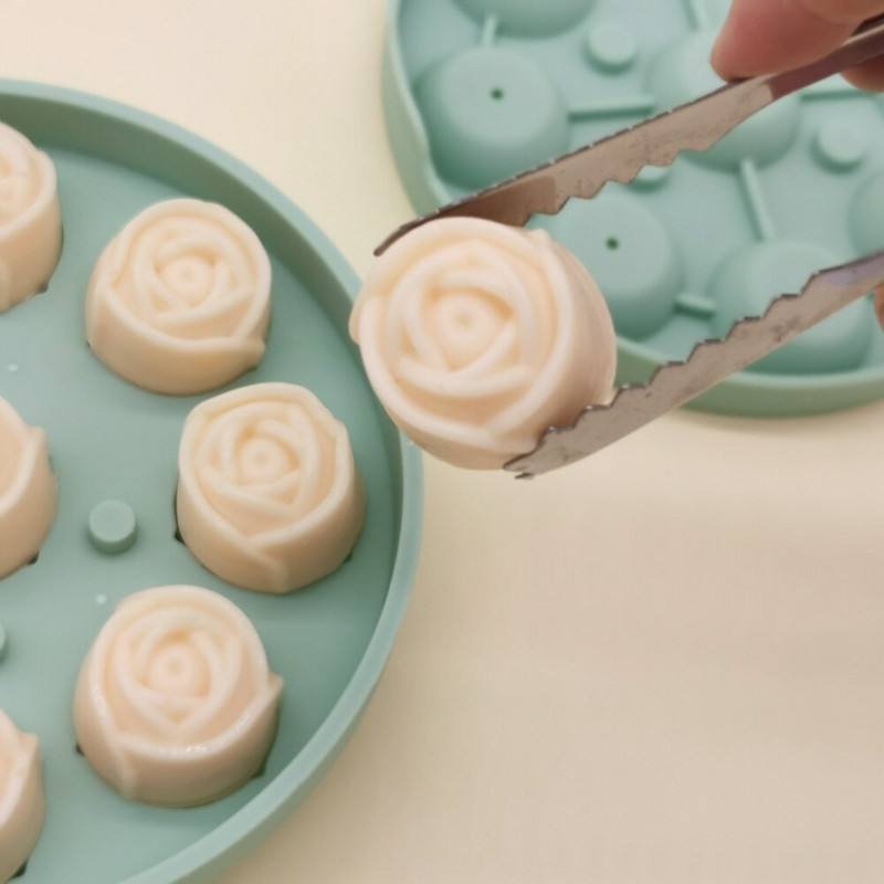 9-dierková silikónová forma na ľad v tvare ružového kvetu, kuchynské doplnky, opakovane použiteľná miska na ľad v tvare broskyne s vekom, forma na ľad, výrobník ľadových guľôčok