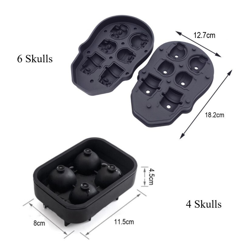 Nástroj na výrobu silikónových kociek ľadu, whisky, víno, koktail, 3D forma na výrobu kociek ľadu, lebka, forma na čokoládu, tácka na zmrzlinu, forma A8