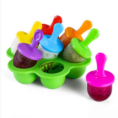 7 Cells Vasariniai ledai Popsicle Led Pops Forma Nešiojama Maisto tipo Forma Ledo Kamuoliukai Pasidaryk pats Maisto Įrankiai Vaisių kokteilių priedai