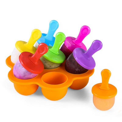 7 Cells Vasariniai ledai Popsicle Led Pops Forma Nešiojama Maisto tipo Forma Ledo Kamuoliukai Pasidaryk pats Maisto Įrankiai Vaisių kokteilių priedai
