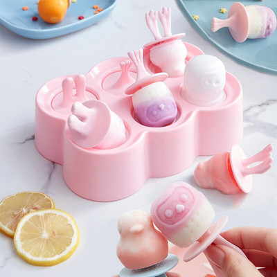 6 skylučių ledų silikoninės formelės Mielos mini ledų gaminimo formelės šokoladinės ledų formelės Namų DIY naminės popsicles Įrankiai Daugkartinio naudojimo formelės