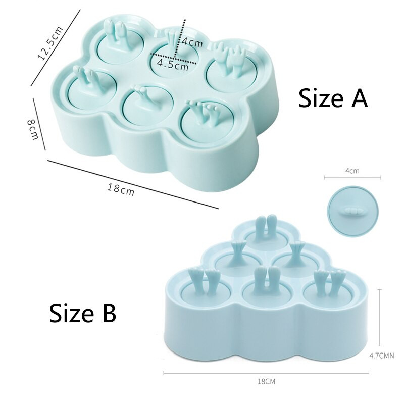 Silikónové formy na zmrzlinu so 6 otvormi, roztomilý mini výrobník zmrzliny, forma na čokoládový ľad, domáce DIY, domáce nástroje na nanuky, opakovane použiteľné formy