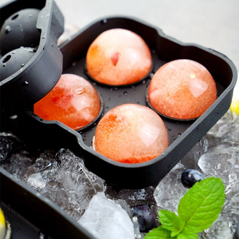 Veľká guľová formička na ľad - Výrobník ľadových guľôčok na whisky vyrába ľadové guľôčky s priemerom 4,5 cm - Flexibilná silikónová formička na ľadové kocky