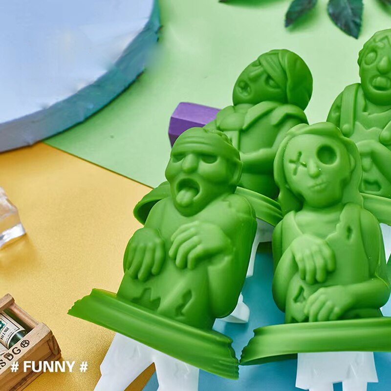 Domácnosť DIY zmrzlinová forma na opakované použitie rôznych tvarov silikónová zombie indická forma na lízanky, tyčinka na nanuk, vyrobte si tácku na veľké nanuky