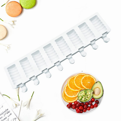 8 ertmių silikoninė ledų formelė, maža kvadratinė, pasidaryk „pasidaryk pats“ naminės popsicle formelės Desertinių ledukų formelės daugkartinio naudojimo įrankiai