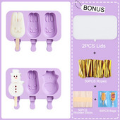 2 ks/sada kreslených detských foriem na zmrzlinu s viečkami, silikónová forma na nanuk, opakovane použiteľná forma na ľadový pop na výrobu letných obľúbených jedál