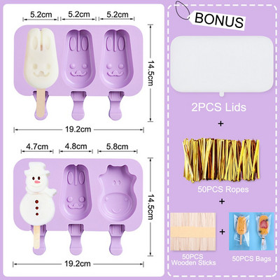 2 ks/sada kreslených detských foriem na zmrzlinu s viečkami, silikónová forma na nanuk, opakovane použiteľná forma na ľadový pop na výrobu letných obľúbených jedál