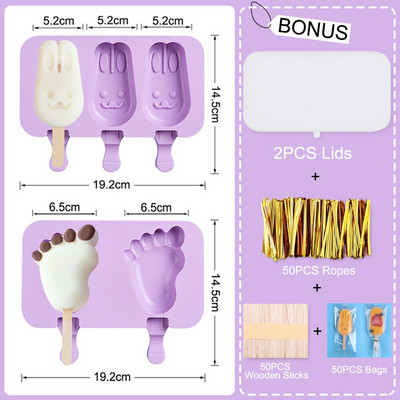 2 ks/sada kreslených detských foriem na zmrzlinu s viečkami, silikónová forma na nanuk, opakovane použiteľná forma na ľadový pop na výrobu letných obľúbených jedál