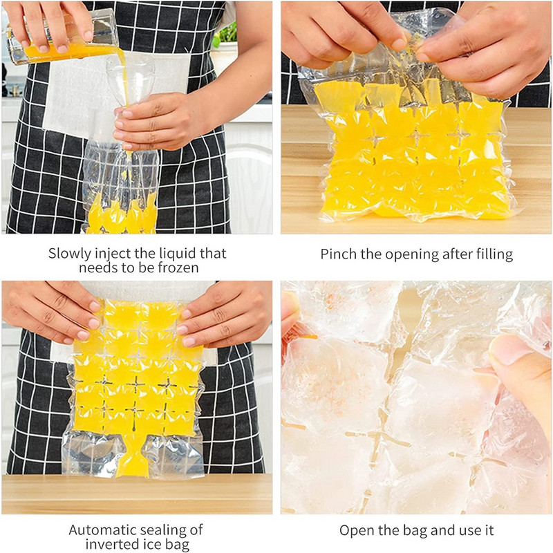 50/300 ks jednorazových priehľadných vrecúšok na ľad, rýchlejšie mraziace vrecko na výrobu ľadu, letné vrecká na pitie na výrobu kociek ľadu