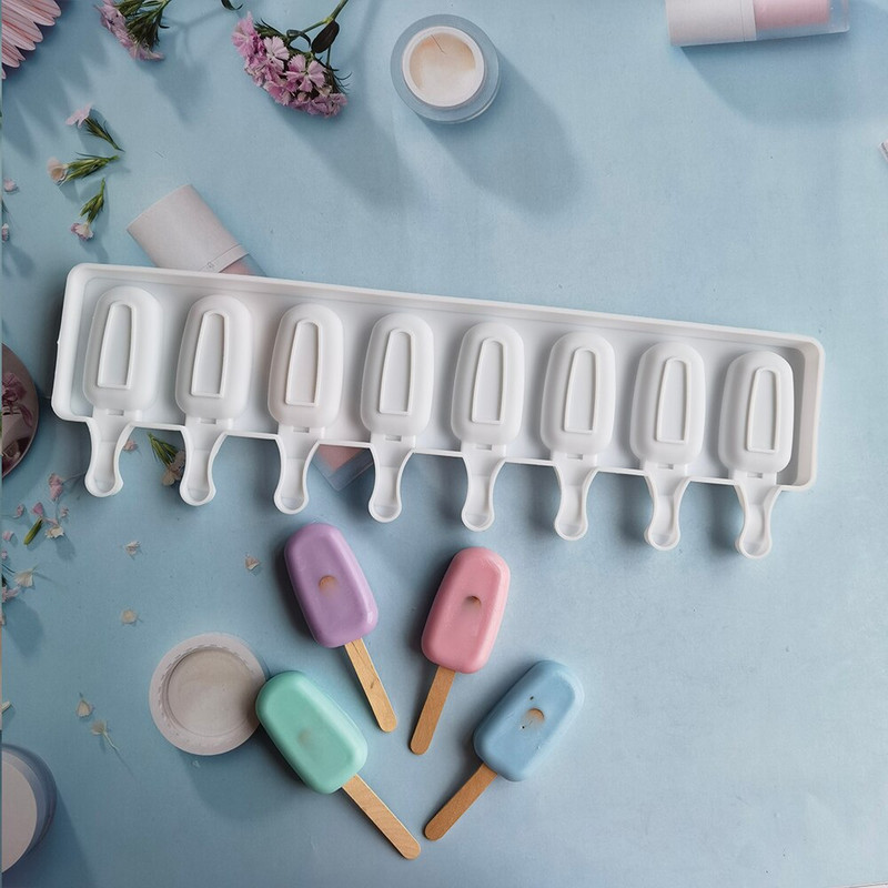8-dierková silikónová forma na zmrzlinu, formy na ľad, DIY, domáce dezertné mrazničky, ovocné šťavy, forma na výrobu ľadových kociek