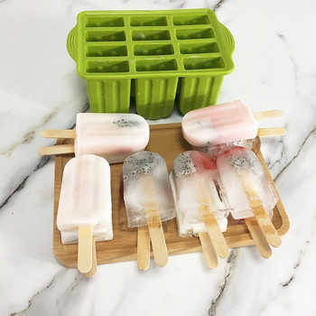12 Grid Popsicle Mold Ice Cube Cool Freezing Tray Производител на сладолед Yogurt Направи си сам Mold Наличен инструмент за многократна употреба за бар Силикон