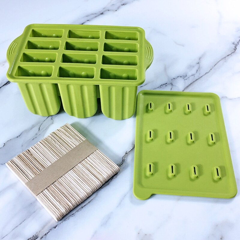 12 mriežkových foriem na nanuky, ľadové kocky, chladiaci tácku na zmrzlinu, jogurt, DIY forma, k dispozícii, opakovane použiteľný nástroj pre bar, silikón
