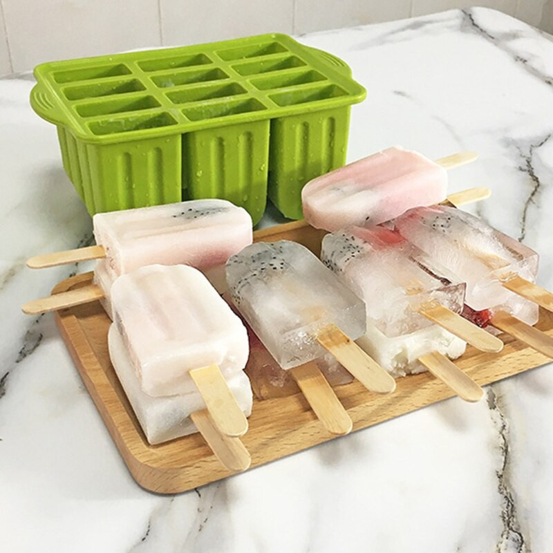 12 mriežkových foriem na nanuky, ľadové kocky, chladiaci tácku na zmrzlinu, jogurt, DIY forma, k dispozícii, opakovane použiteľný nástroj pre bar, silikón