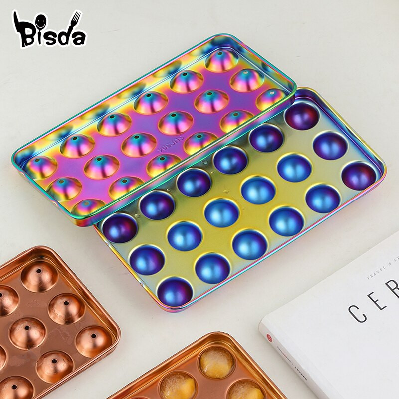 Opakovane použiteľné misky na ľadové kocky z nehrdzavejúcej ocele, výrobník ľadu s vekom, formy na čokoládu, ľahko uvoľniteľná okrúhla forma na ľadové cukríky