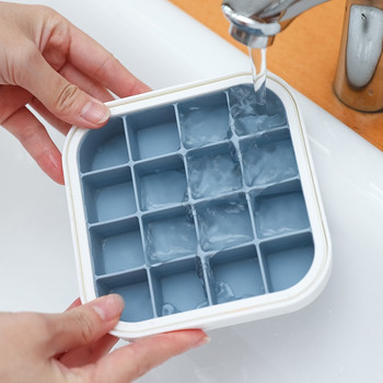16 решетки Форма за тава за лед Силиконова форма за производство на ледени кубчета с капаци Инструменти за сладолед Popsicle Лятна фризерна форма за лед за уиски Нова