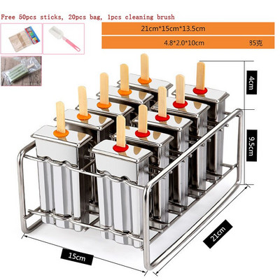Okrúhla plochá forma na nanuk z nehrdzavejúcej ocele, zmrzlina, ovocné tyčinky, stroj na výrobu kuchynských nástrojov s držiakom, opakovane použiteľný dezertný stroj
