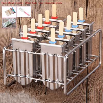 Okrúhla plochá forma na nanuk z nehrdzavejúcej ocele, zmrzlina, ovocné tyčinky, stroj na výrobu kuchynských nástrojov s držiakom, opakovane použiteľný dezertný stroj