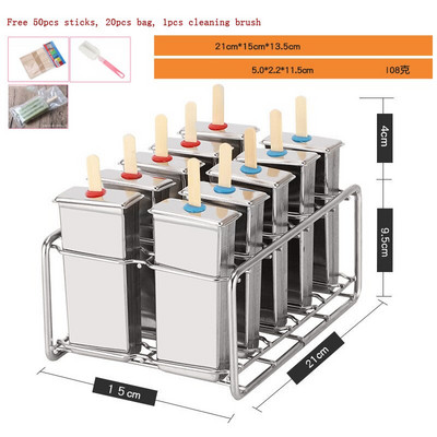 Okrúhla plochá forma na nanuk z nehrdzavejúcej ocele, zmrzlina, ovocné tyčinky, stroj na výrobu kuchynských nástrojov s držiakom, opakovane použiteľný dezertný stroj