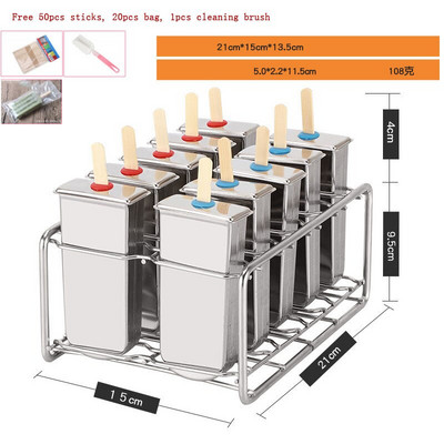 Okrúhla plochá forma na nanuk z nehrdzavejúcej ocele, zmrzlina, ovocné tyčinky, stroj na výrobu kuchynských nástrojov s držiakom, opakovane použiteľný dezertný stroj