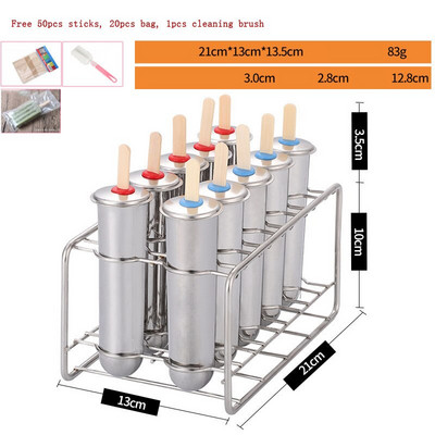Okrúhla plochá forma na nanuk z nehrdzavejúcej ocele, zmrzlina, ovocné tyčinky, stroj na výrobu kuchynských nástrojov s držiakom, opakovane použiteľný dezertný stroj