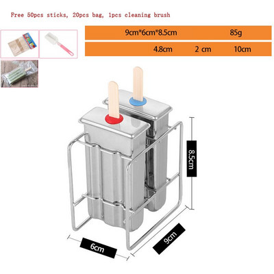 Okrúhla plochá forma na nanuk z nehrdzavejúcej ocele, zmrzlina, ovocné tyčinky, stroj na výrobu kuchynských nástrojov s držiakom, opakovane použiteľný dezertný stroj