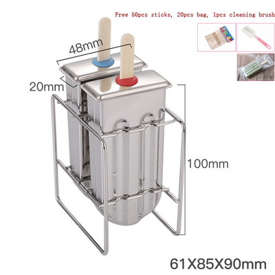 Okrúhla plochá forma na nanuk z nehrdzavejúcej ocele, zmrzlina, ovocné tyčinky, stroj na výrobu kuchynských nástrojov s držiakom, opakovane použiteľný dezertný stroj
