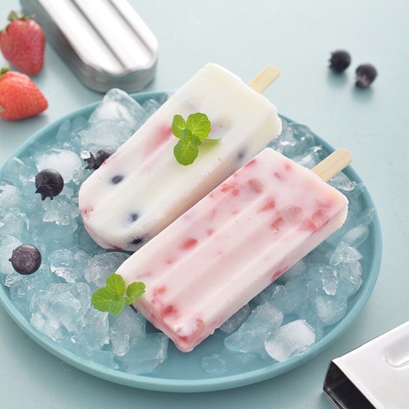 Okrúhla plochá forma na nanuk z nehrdzavejúcej ocele, zmrzlina, ovocné tyčinky, stroj na výrobu kuchynských nástrojov s držiakom, opakovane použiteľný dezertný stroj