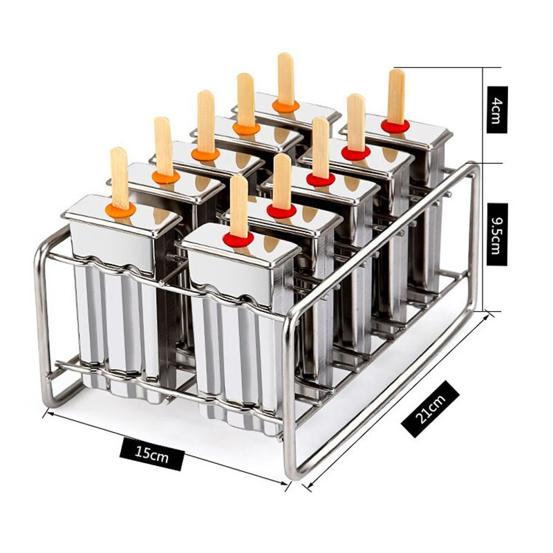 Okrúhla plochá forma na nanuk z nehrdzavejúcej ocele, zmrzlina, ovocné tyčinky, stroj na výrobu kuchynských nástrojov s držiakom, opakovane použiteľný dezertný stroj