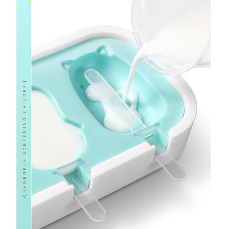 Silikónová forma na zmrzlinu s kreslenými zvieratkami, tácka na kocky ľadu, sud na nanuk, DIY forma na cukríky, dezertná forma s paličkou na nanuk. 