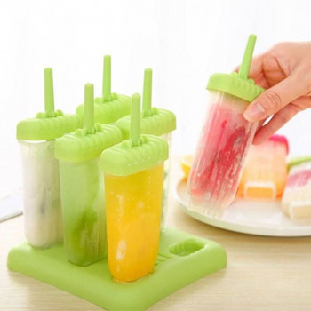 6 Cells DIY Mold Mould Ice Cream Maker Σπιτικό Frozen Ice-lolly Mold Tray Επαναχρησιμοποιήσιμο Παιδιά Παιδιά Καλοκαιρινό DIY Gadgets κουζίνας