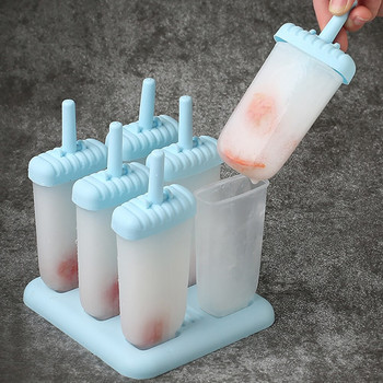 6 Cells DIY Mold Mould Ice Cream Maker Σπιτικό Frozen Ice-lolly Mold Tray Επαναχρησιμοποιήσιμο Παιδιά Παιδιά Καλοκαιρινό DIY Gadgets κουζίνας