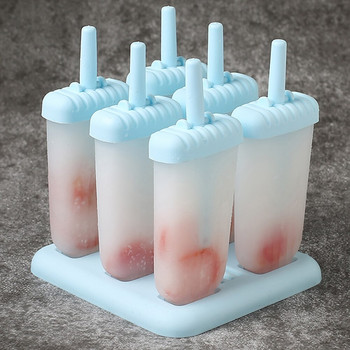 6 Cells DIY Mold Mould Ice Cream Maker Σπιτικό Frozen Ice-lolly Mold Tray Επαναχρησιμοποιήσιμο Παιδιά Παιδιά Καλοκαιρινό DIY Gadgets κουζίνας