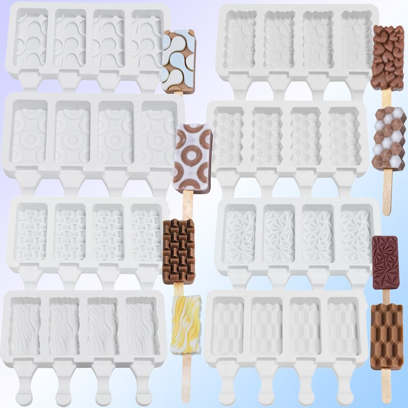 SHENHONG 4-dutinová silikónová forma na zmrzlinu, forma na cencúle, formička na nanuky, miska na ľadové kocky, kuchynský nástroj na výrobu letných studených nápojov.
