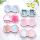 Silikónová forma na nanuk, kreslená DIY ručne vyrobená forma na ľad, mriežková forma, opakovane použiteľná forma na ľad bez BPA s viečkami, tyčinky, teľa hroch, dinosaurus