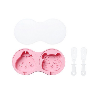 Silikónová forma na nanuk, kreslená DIY ručne vyrobená forma na ľad, mriežková forma, opakovane použiteľná forma na ľad bez BPA s viečkami, tyčinky, teľa hroch, dinosaurus