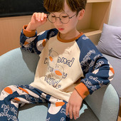 Dviejų dalių pižama berniukams ilgomis rankovėmis ir ovalia iškirpte